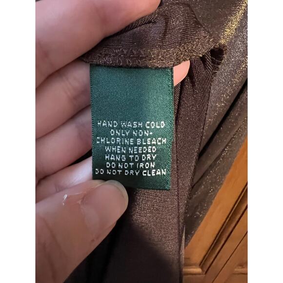 Lauren Ralph Lauren Women's Halter Evening Formal Dress Metallic Bronze Size 14 - Picture 4 of 10